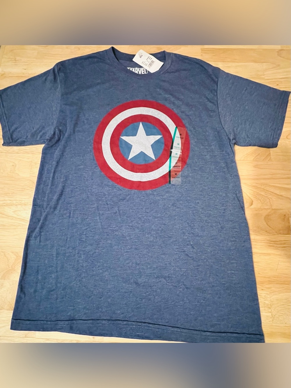 Marvel Captain America Shield Logo Blue Graphic Crew Neck T-Shirt Mens M, NWT